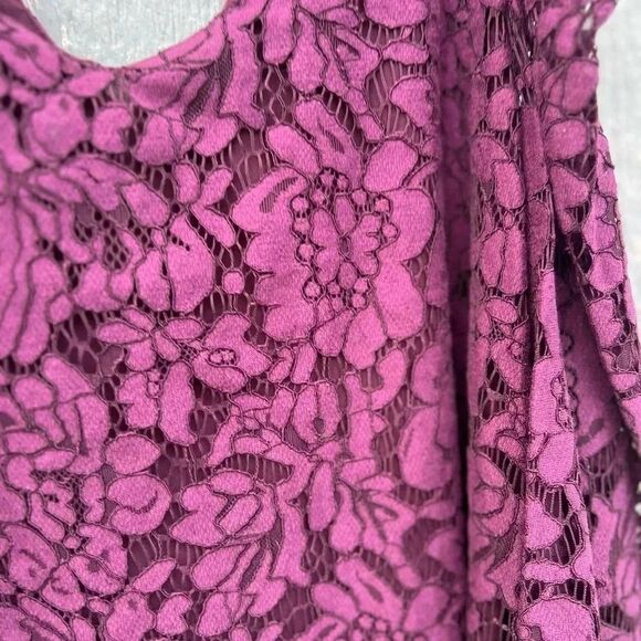 CHASER XS  Purple‎ Dress Lace Overlay Cold Shoulder Bell Sleeve - Picture 3 of 4